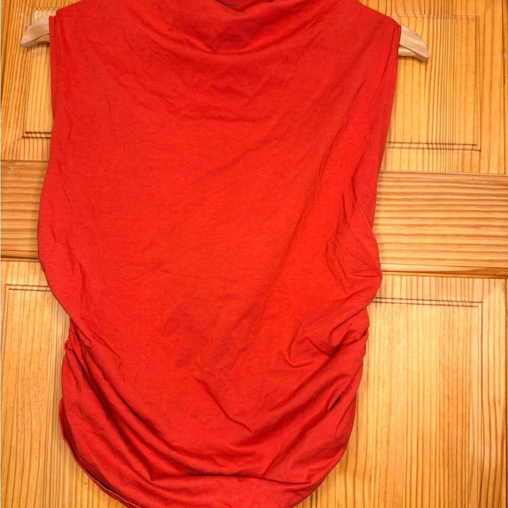 Maeve by Anthropologie Rust Red Sleeveless Top Curved Hem Size L